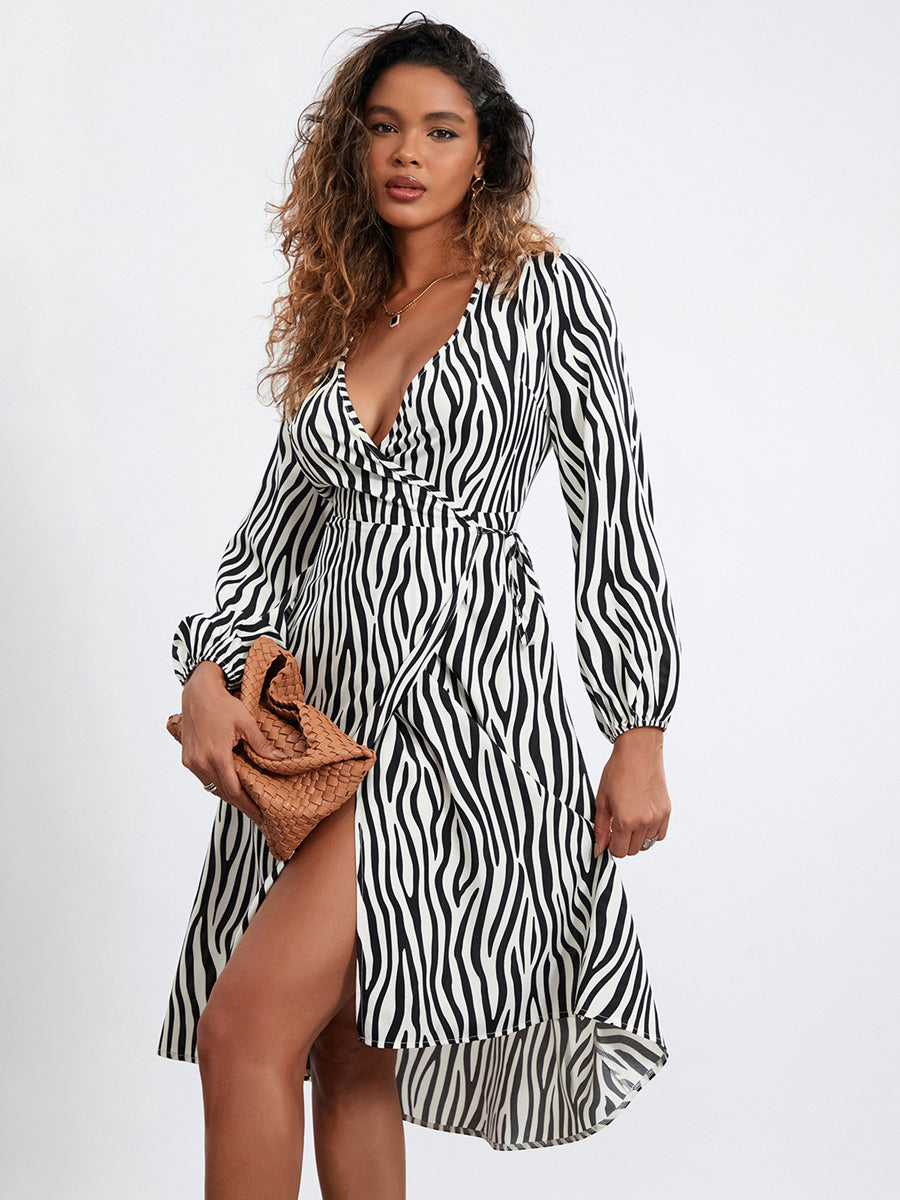 ROBE PORTEFEUILLE MOTIF ZÈBRE