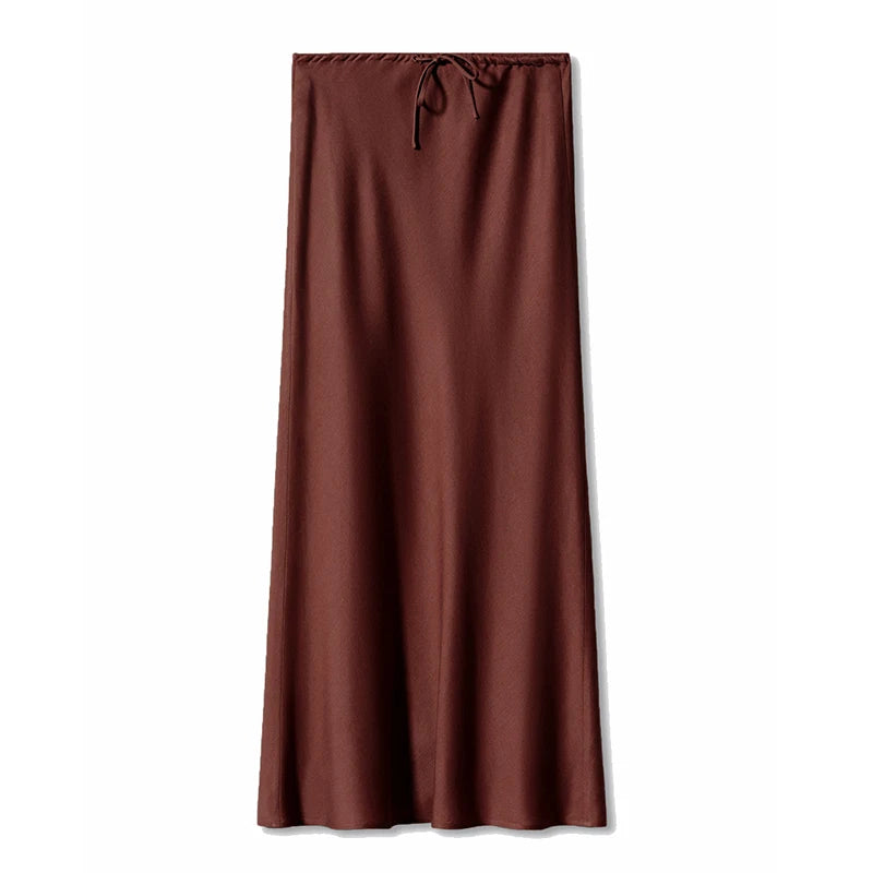 JUPE CLOCHE LONGUE EN SATIN