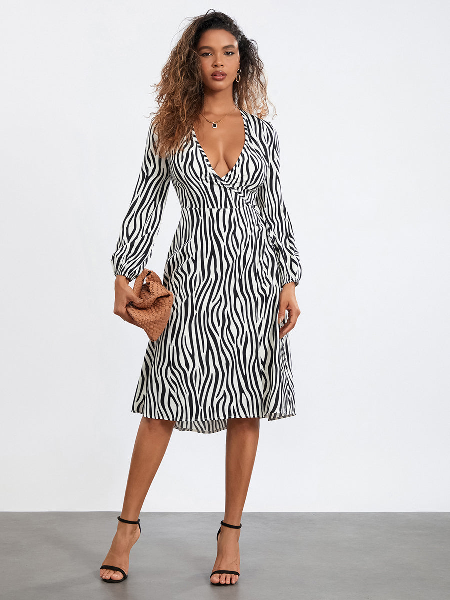ROBE PORTEFEUILLE MOTIF ZÈBRE