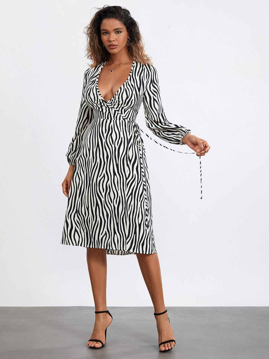 ROBE PORTEFEUILLE MOTIF ZÈBRE