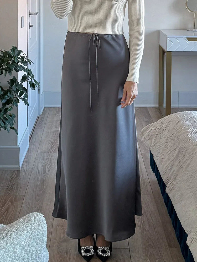 JUPE CLOCHE LONGUE EN SATIN