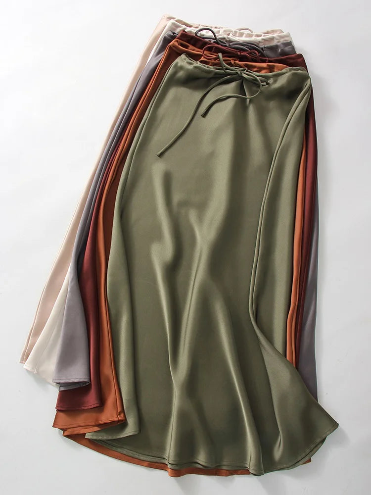 JUPE CLOCHE LONGUE EN SATIN