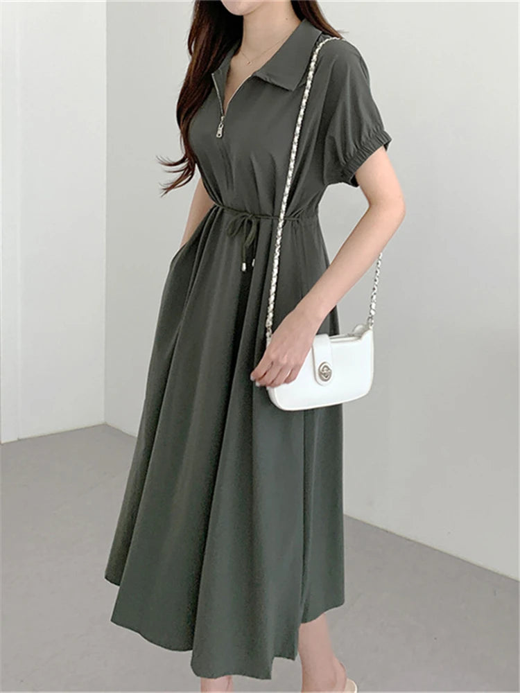 ROBE BOHÈME MI-LONGUE À LACET