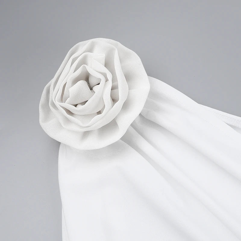 ROBE DE SOIRÉE COURTE DRAPÉE PLISSÉE DÉTAILS ROSES