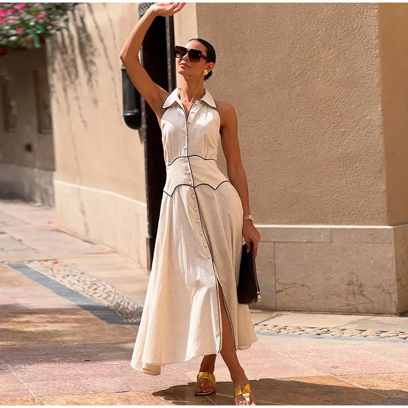 ROBE CHEMISE EN COTON&LIN