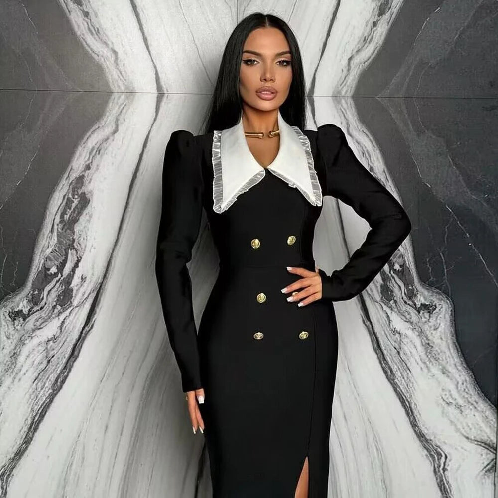 ROBE DE SOIRÉE LONGUE FENDU COL CLAUDINE
