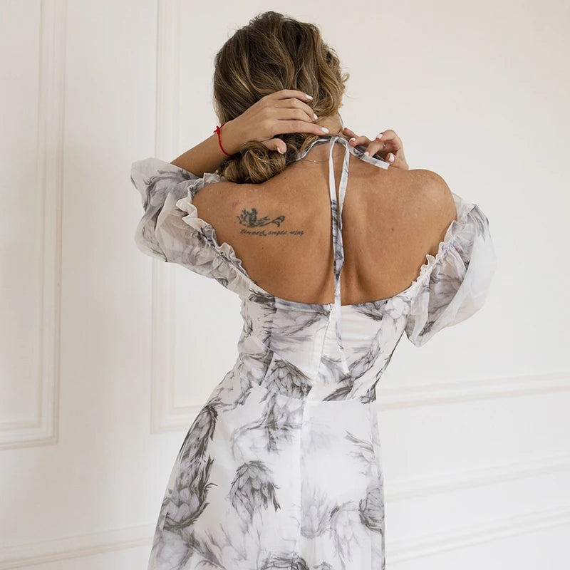 ROBE MOUSSELINE BLANCHE MOTIF FLORAL