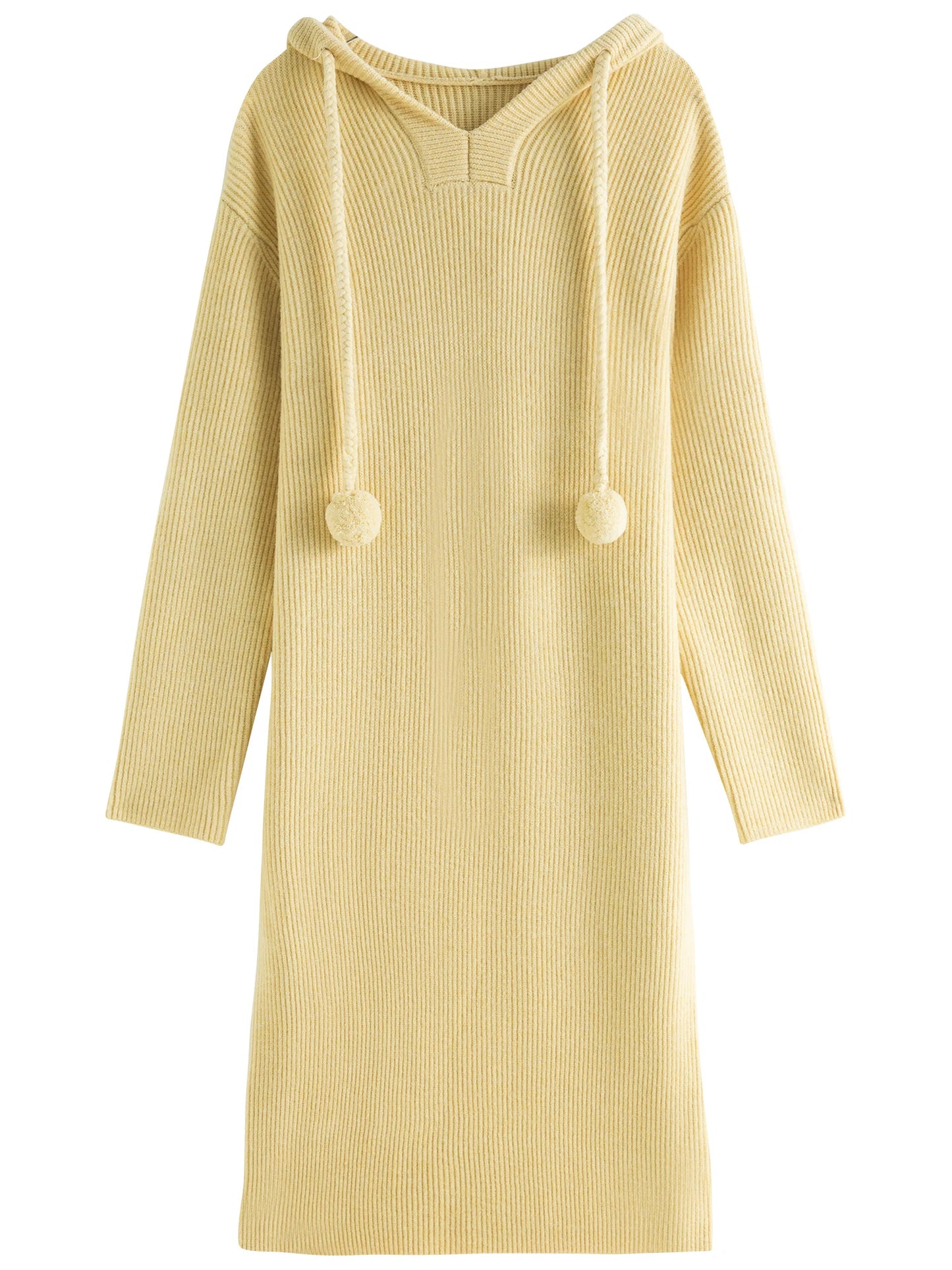 ROBE PULL À LACETS AVEC POMPON ET CAPUCHE
