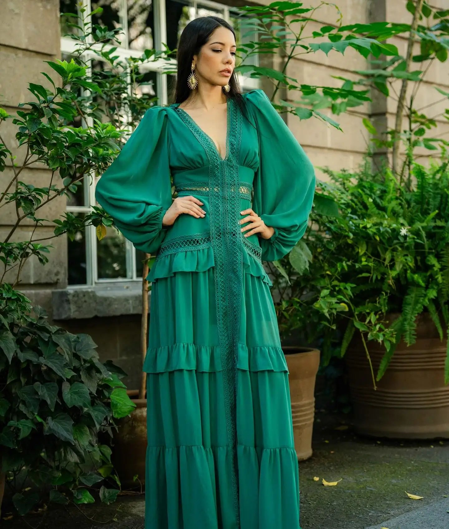 ROBE LONGUE BOHÈME À VOLANT