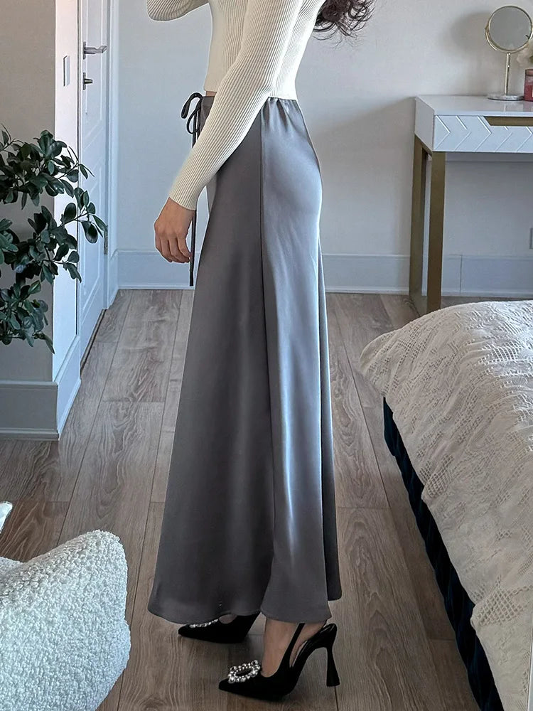 JUPE CLOCHE LONGUE EN SATIN