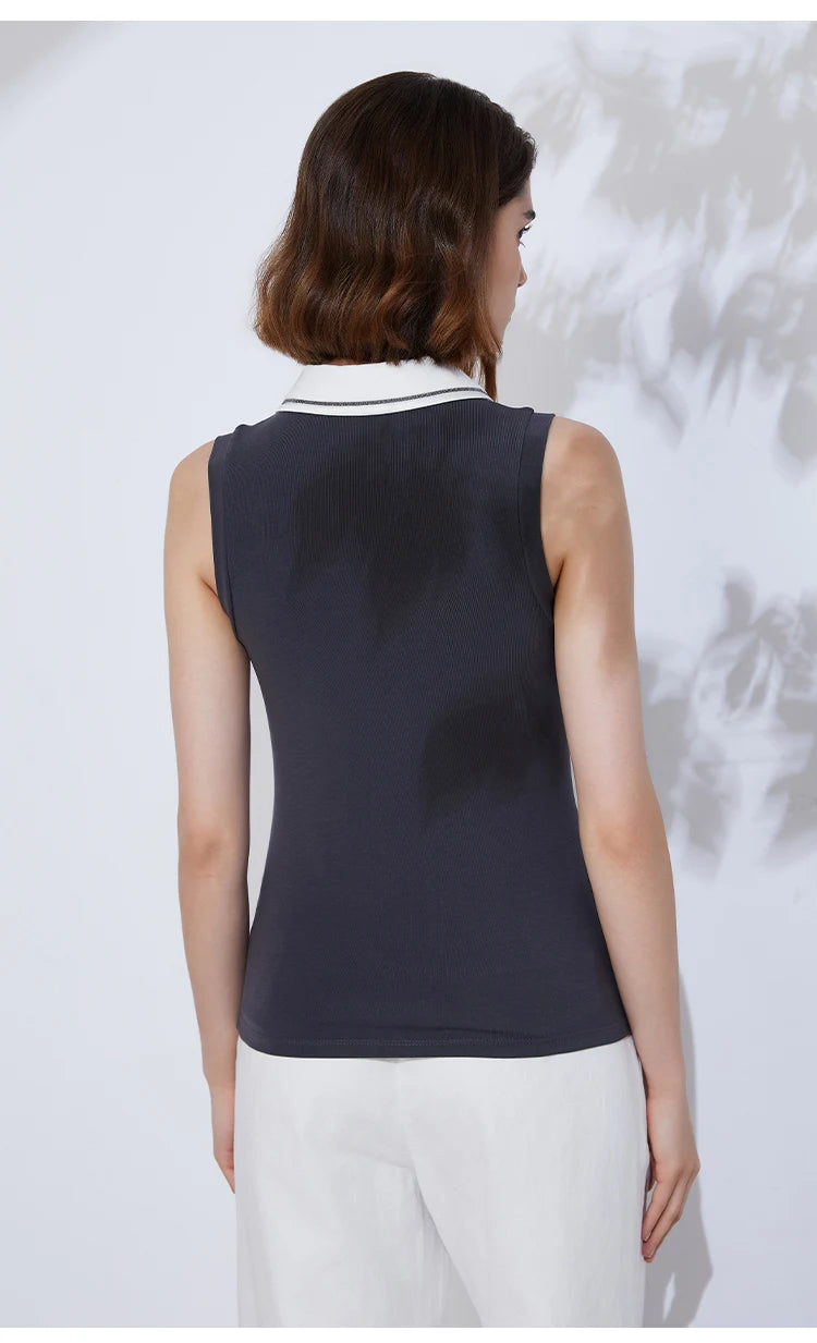 T-SHIRT BICOLORE COL POLO HAUTE QUALITÉ