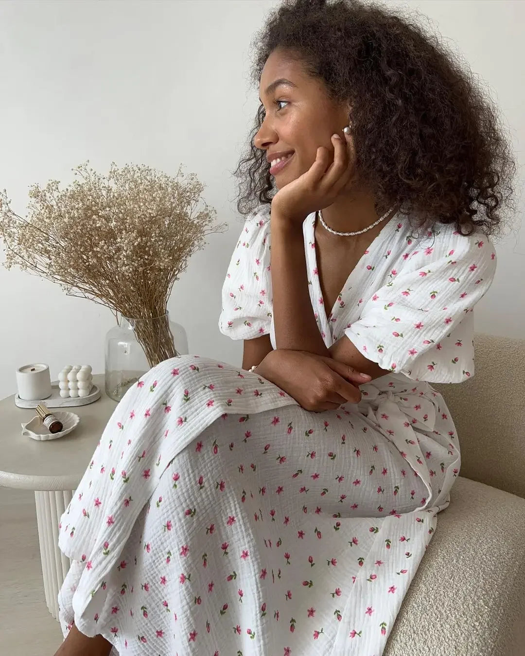 ROBE PORTEFEUILLE FLORAL EN COTON