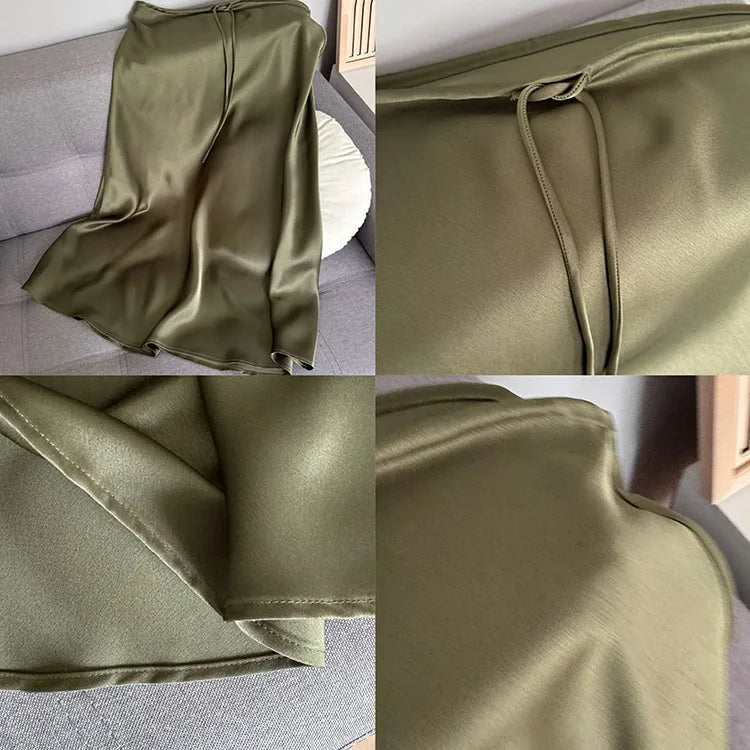 JUPE CLOCHE LONGUE EN SATIN