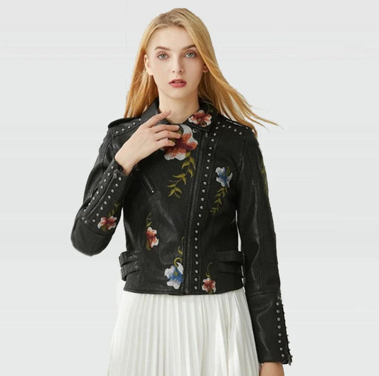 VESTE STYLE MOTARD BRODÉE