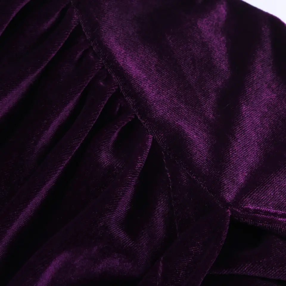 ROBE EN VELOUR MI-LONGUE ASYMÉTRIQUE