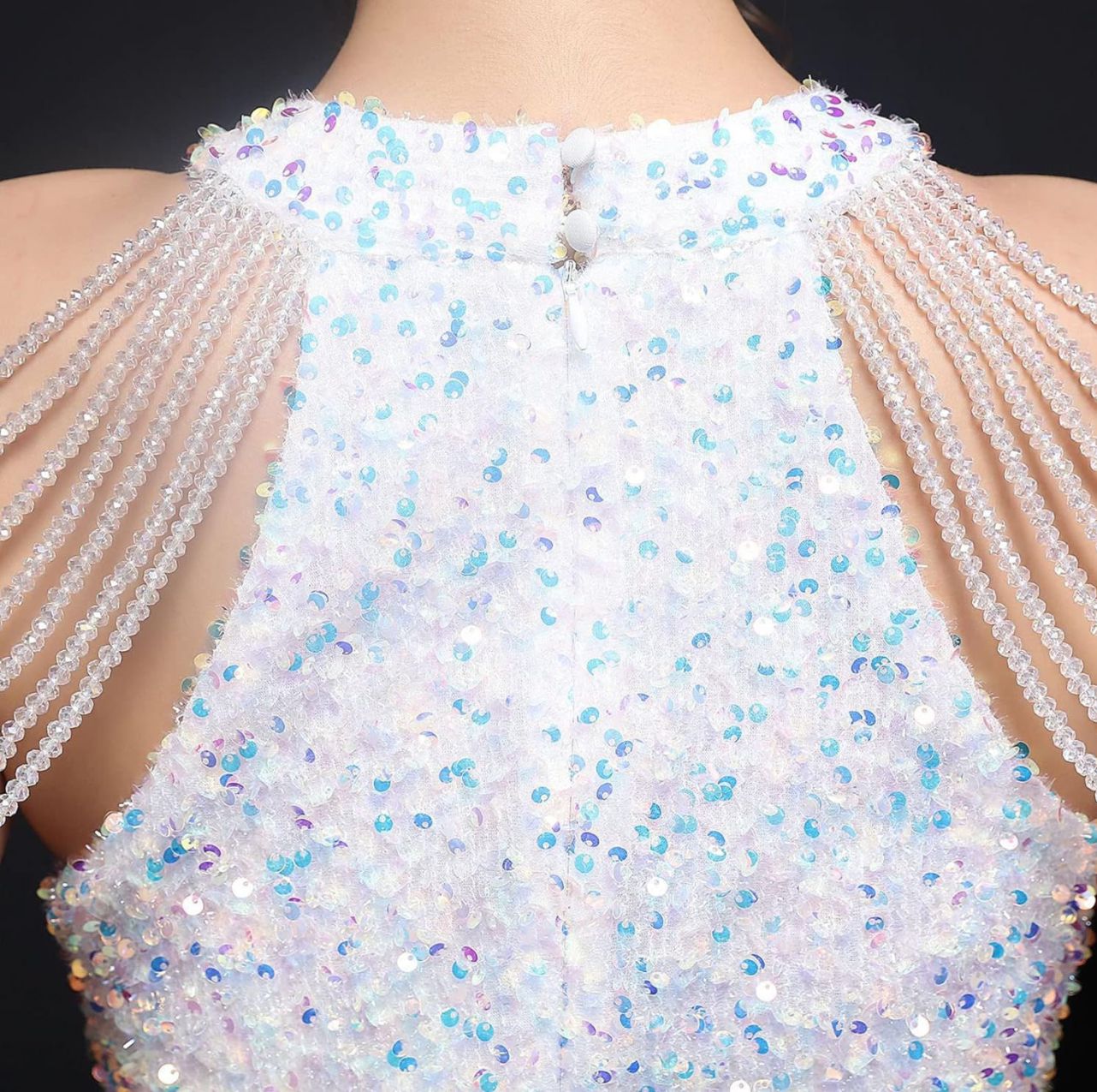 ROBE PAILLETÉES AVEC FRANGES CRISTAUX