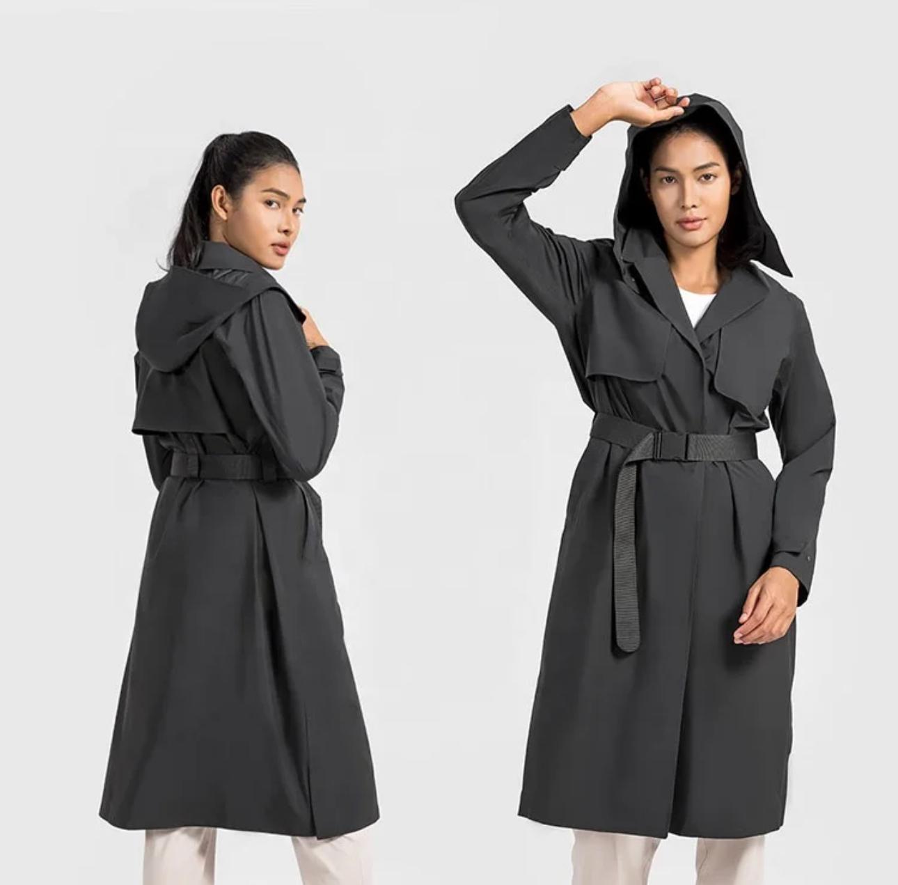TRENCH LONG IMPERMÉABLE À CAPUCHE