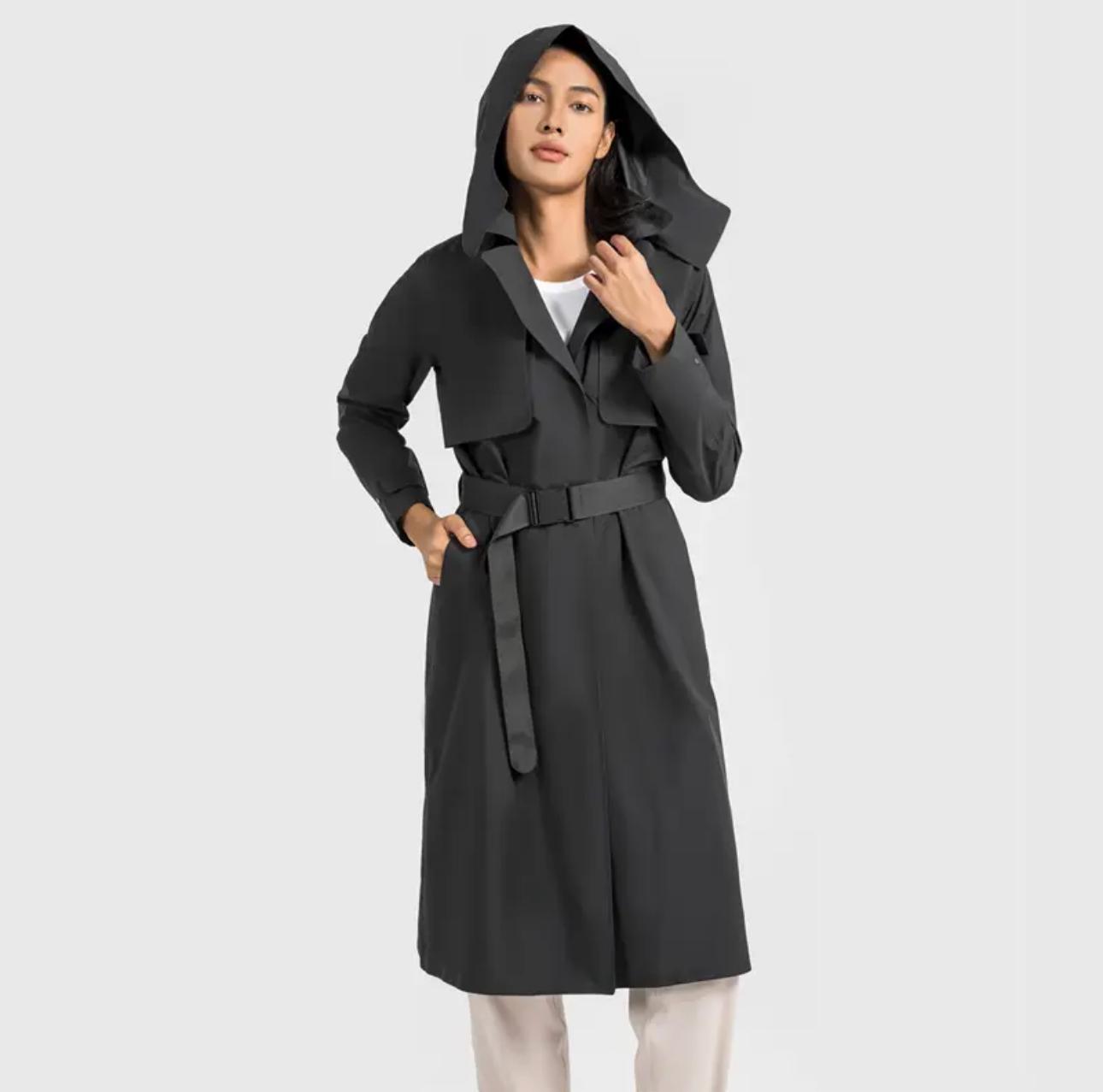 TRENCH LONG IMPERMÉABLE À CAPUCHE