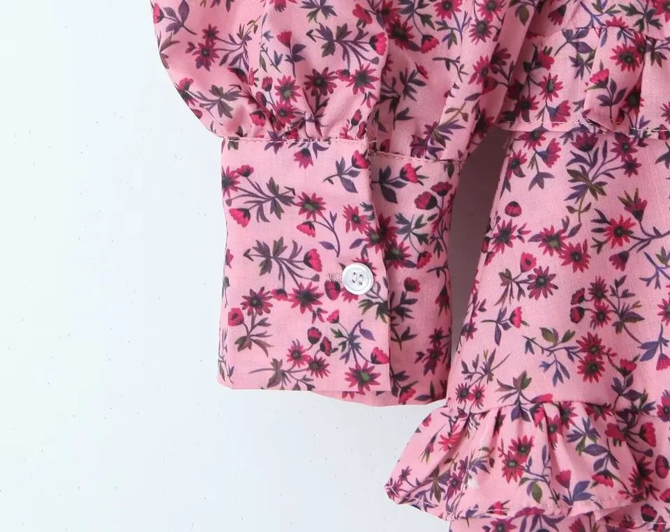ROBE CHIFFON MINI À VOLANT IMPRIMÉE FLORAL