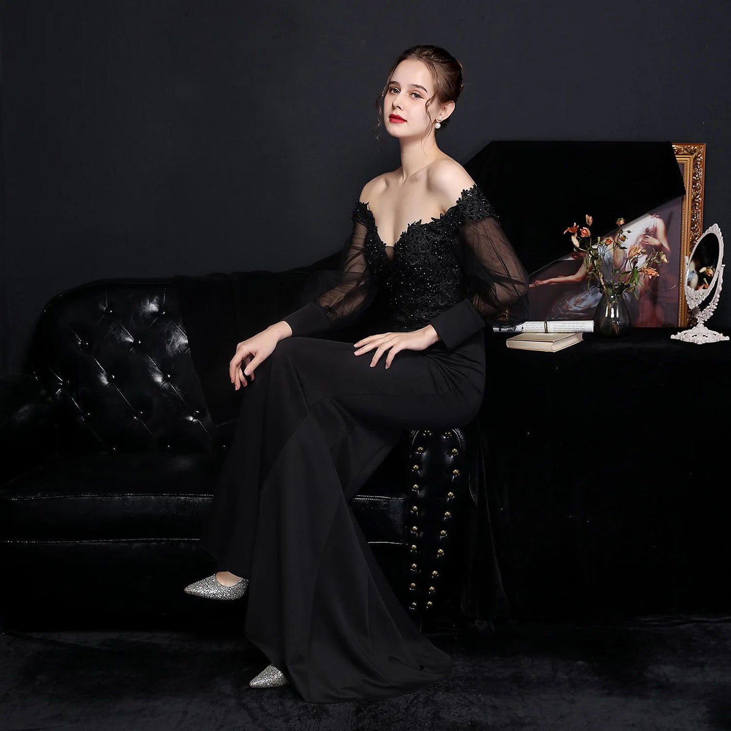 ROBE DE SOIRÉE SATIN EN DENTELLE