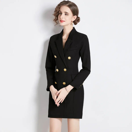 ROBE BLAZER NOIR BOUTONS DORÉS