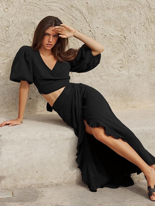 ENSEMBLE TOP ET JUPE LONGUE