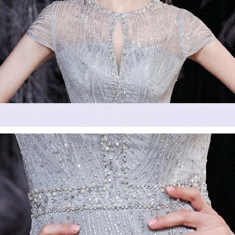ROBE DE SOIRÉE SIRÈNE À SEQUINS PERLÉE