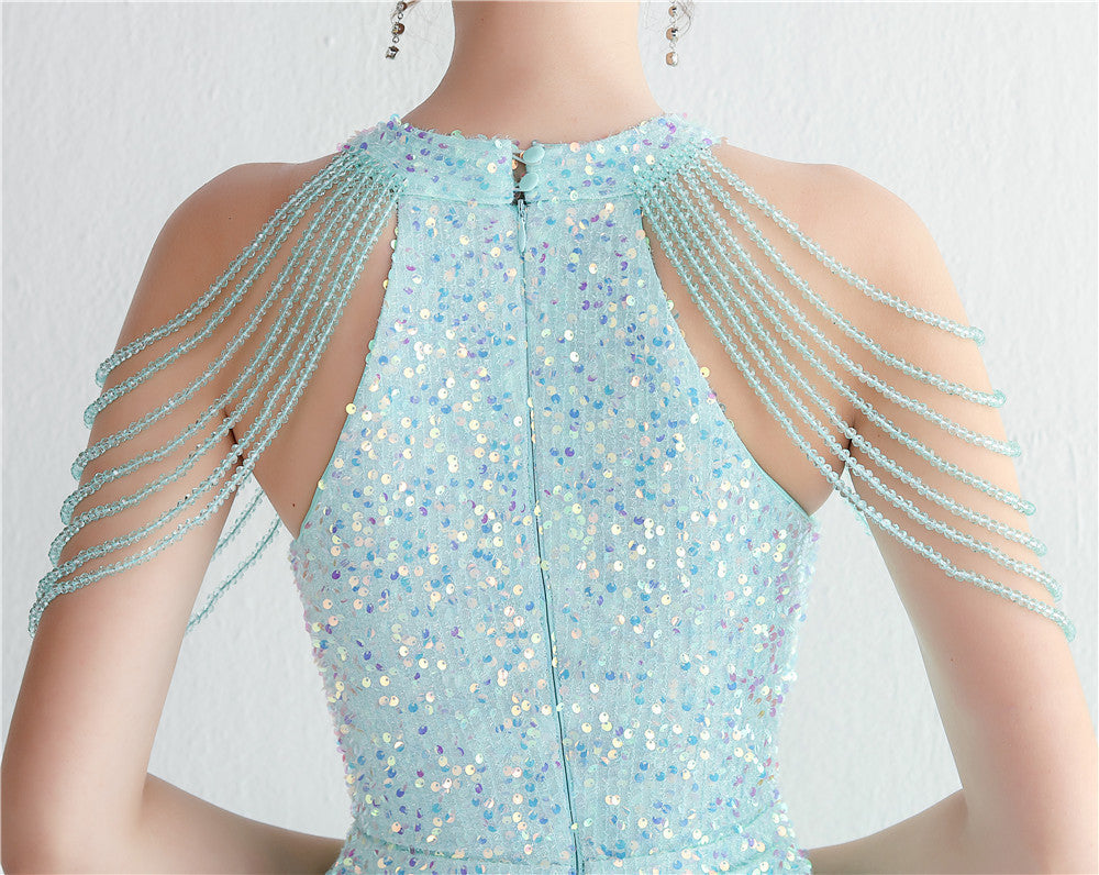 ROBE DE SOIRÉE À FRANGES PERLÉES