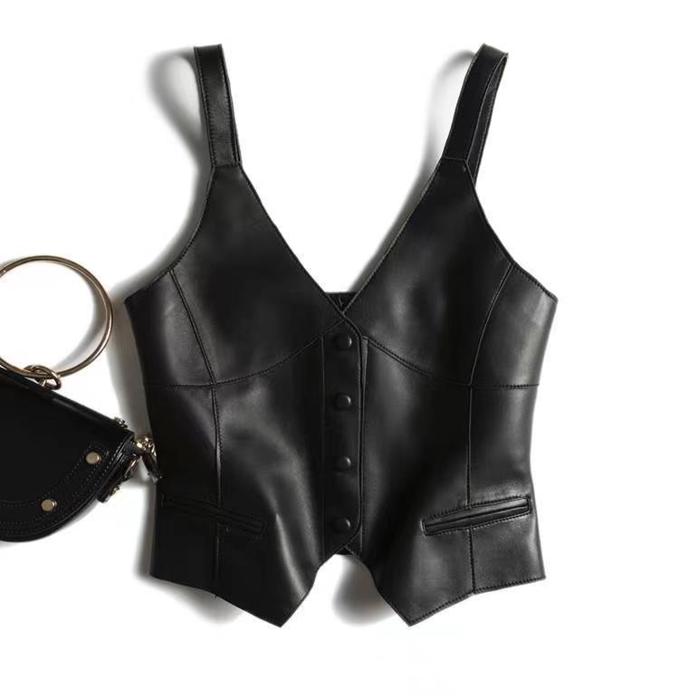 GILET CUIR SANS MANCHES