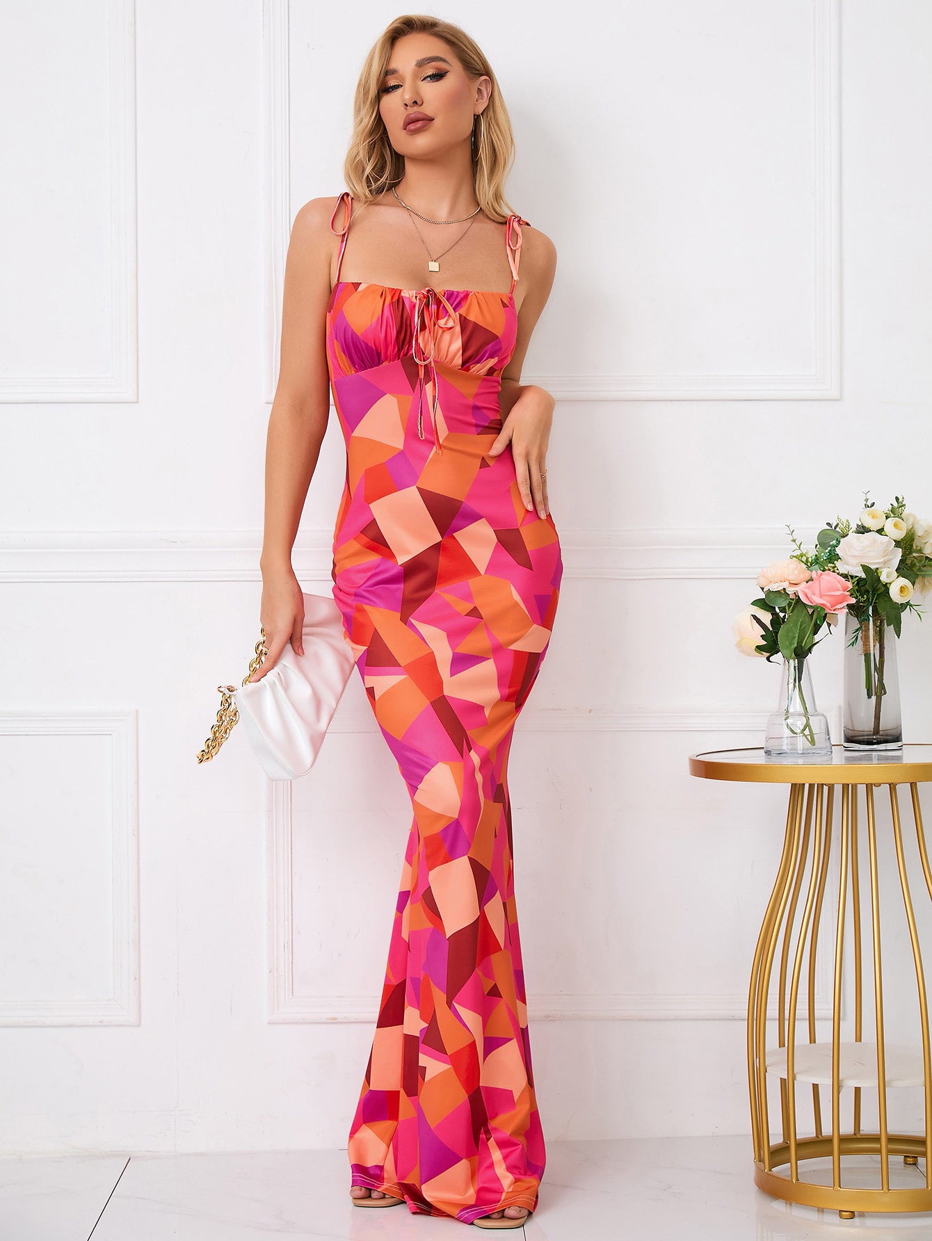 ROBE LONGUE D'ÉTÉ IMPRIMÉE À BRETELLES