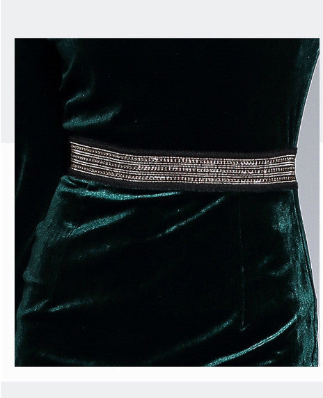 ROBE MI-LONGUE EN VELOUR PERLÉE