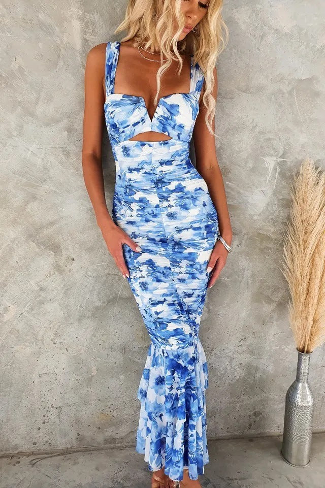 ROBE MOULANTE PLISSÉE & À VOLANTS