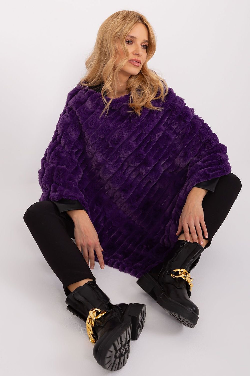 PONCHO TEXTURÉ AVEC DOUBLURE
