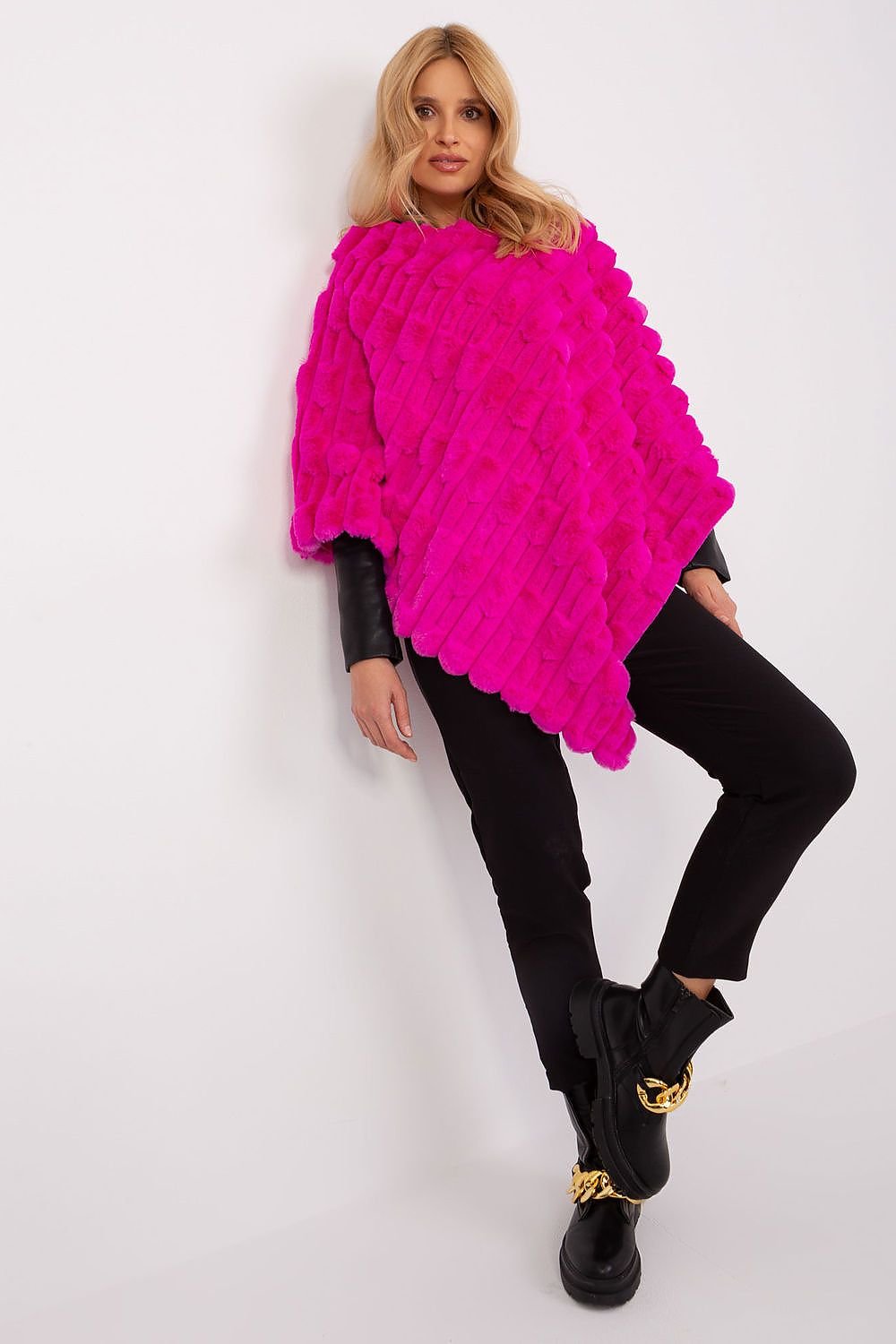 PONCHO TEXTURÉ AVEC DOUBLURE