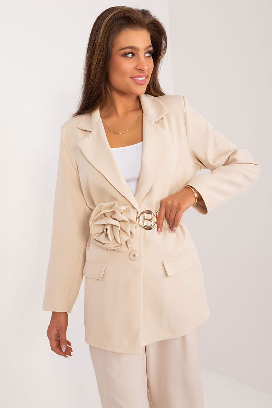 BLAZER AVEC CEINTURE ET FLEUR DÉCORATIVE