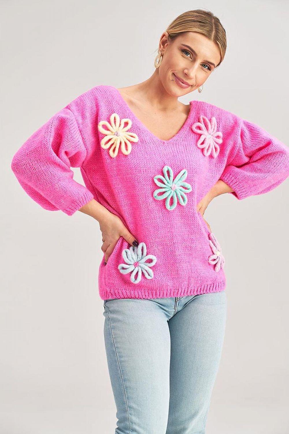 PULL À MOTIFS ROSES