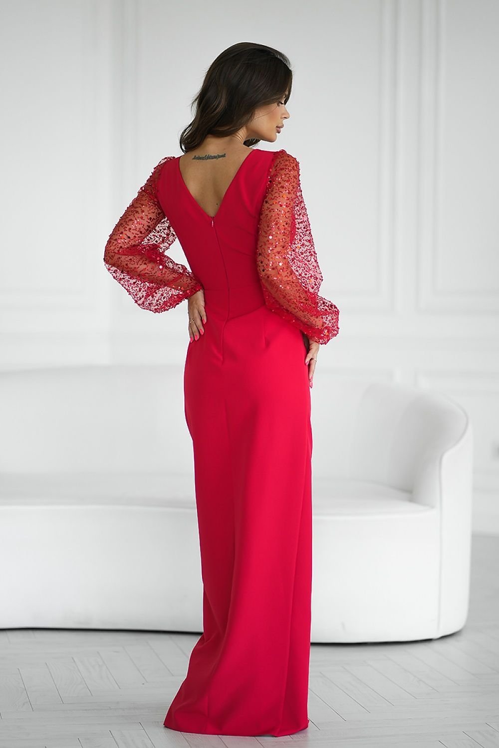 ROBE DE SOIRÉE À MANCHES TULLE