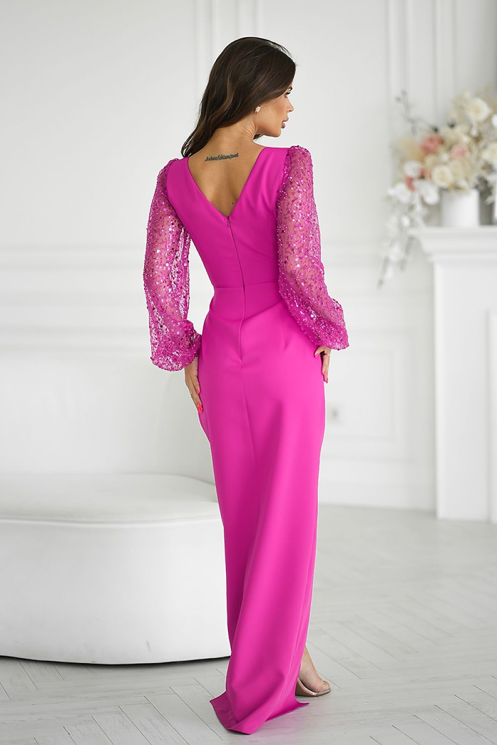 ROBE DE SOIRÉE À MANCHES TULLE