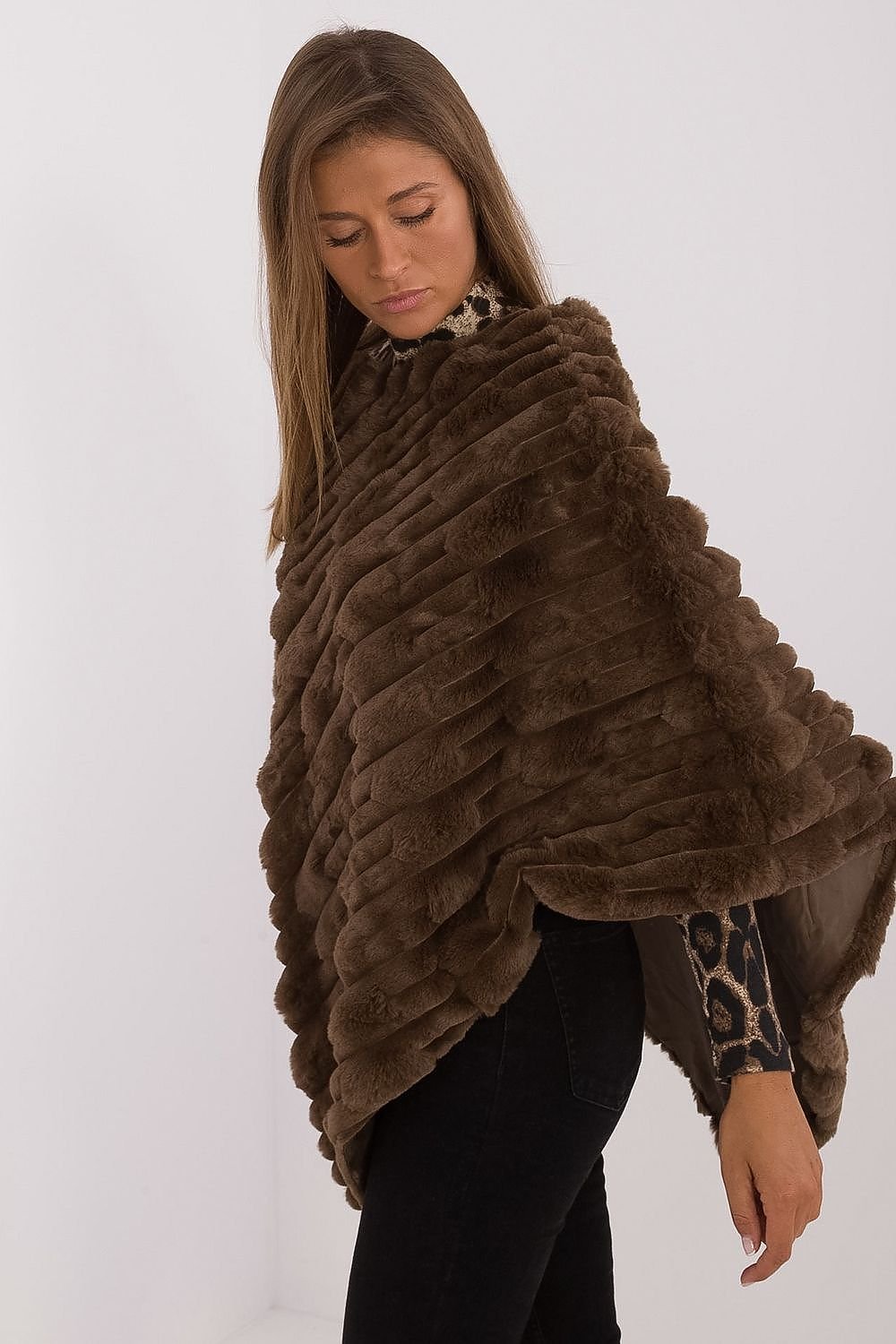 PONCHO TEXTURÉ AVEC DOUBLURE