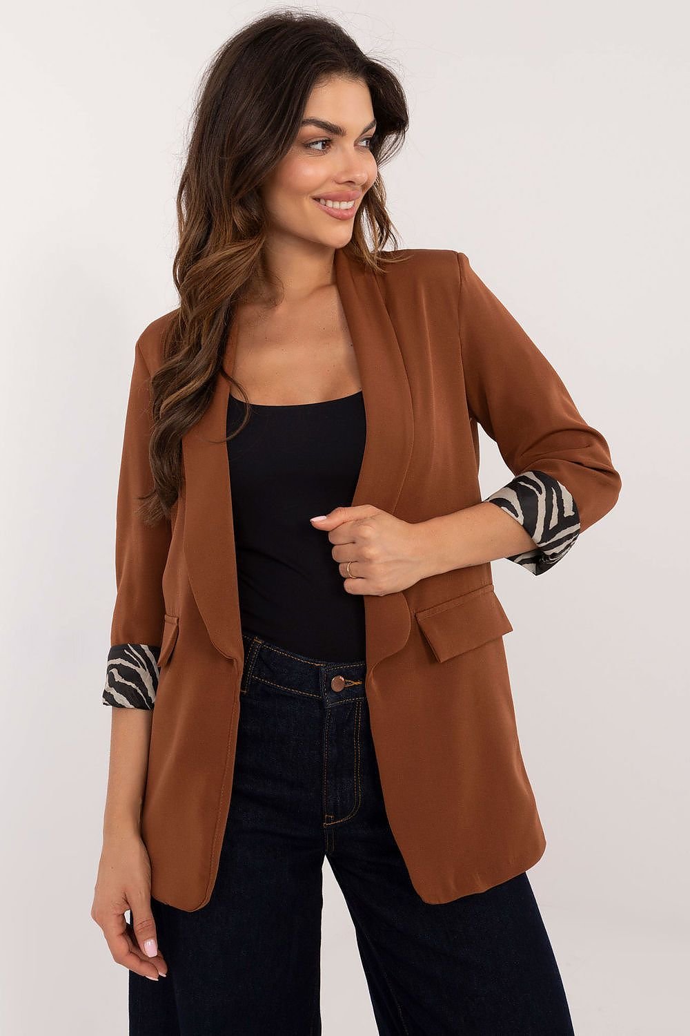 BLAZER MANCHES 3/4 DÉTAILS LÉOPARD