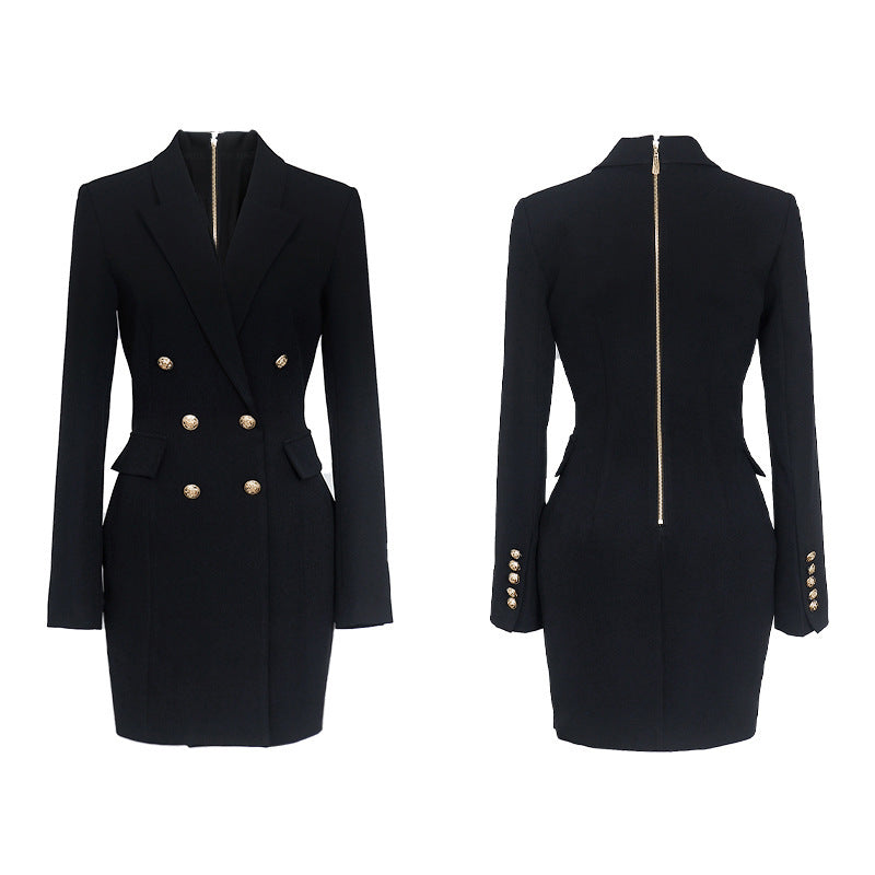 ROBE BLAZER NOIR BOUTONS DORÉS