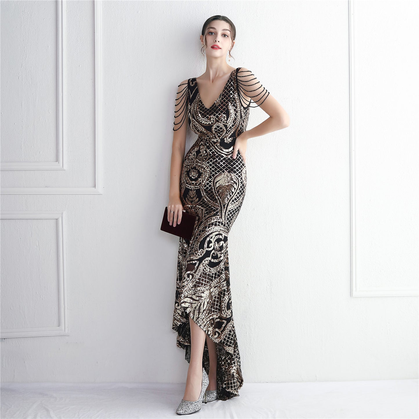 ROBE DE SOIRÉE QUEUE DE POISSON À SEQUINS