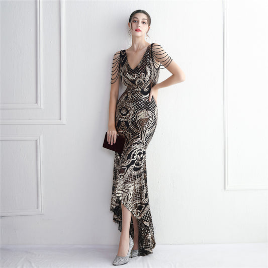 ROBE DE SOIRÉE QUEUE DE POISSON À SEQUINS