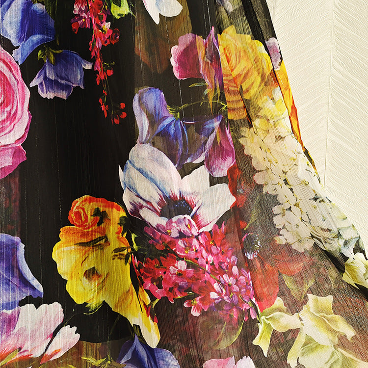 ROBE LONGUE À MOTIF FLEURI