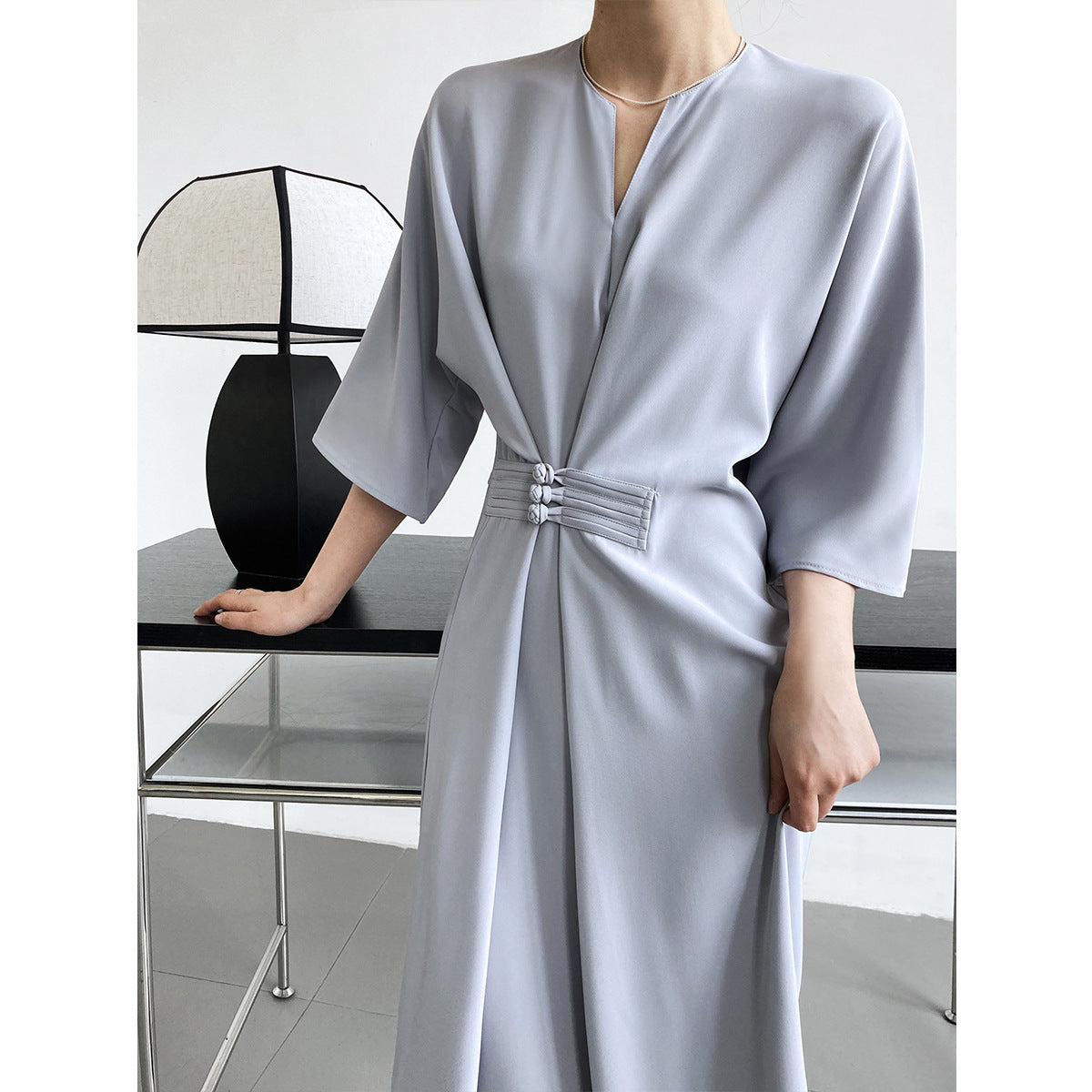 ROBE DÉCONTRACTÉE LONGUE CEINTURE INTÉGRÉE