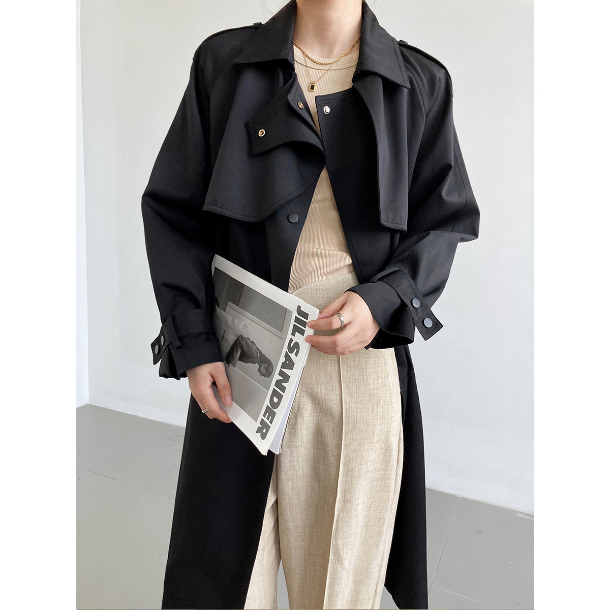 TRENCH COAT MI-LONG COL REVERS