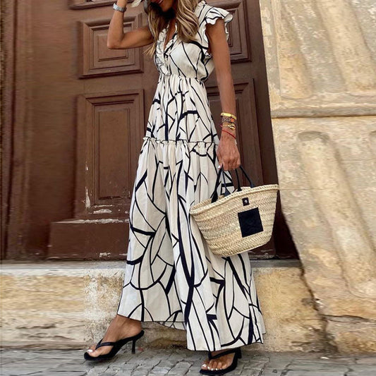 ROBE LONGUE BLANCHE IMPRIMEE