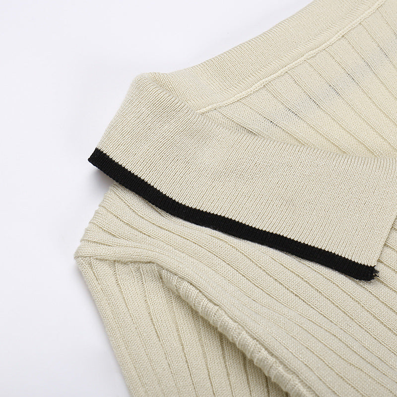ROBE TRICOT MI-LONGUE COL POLO