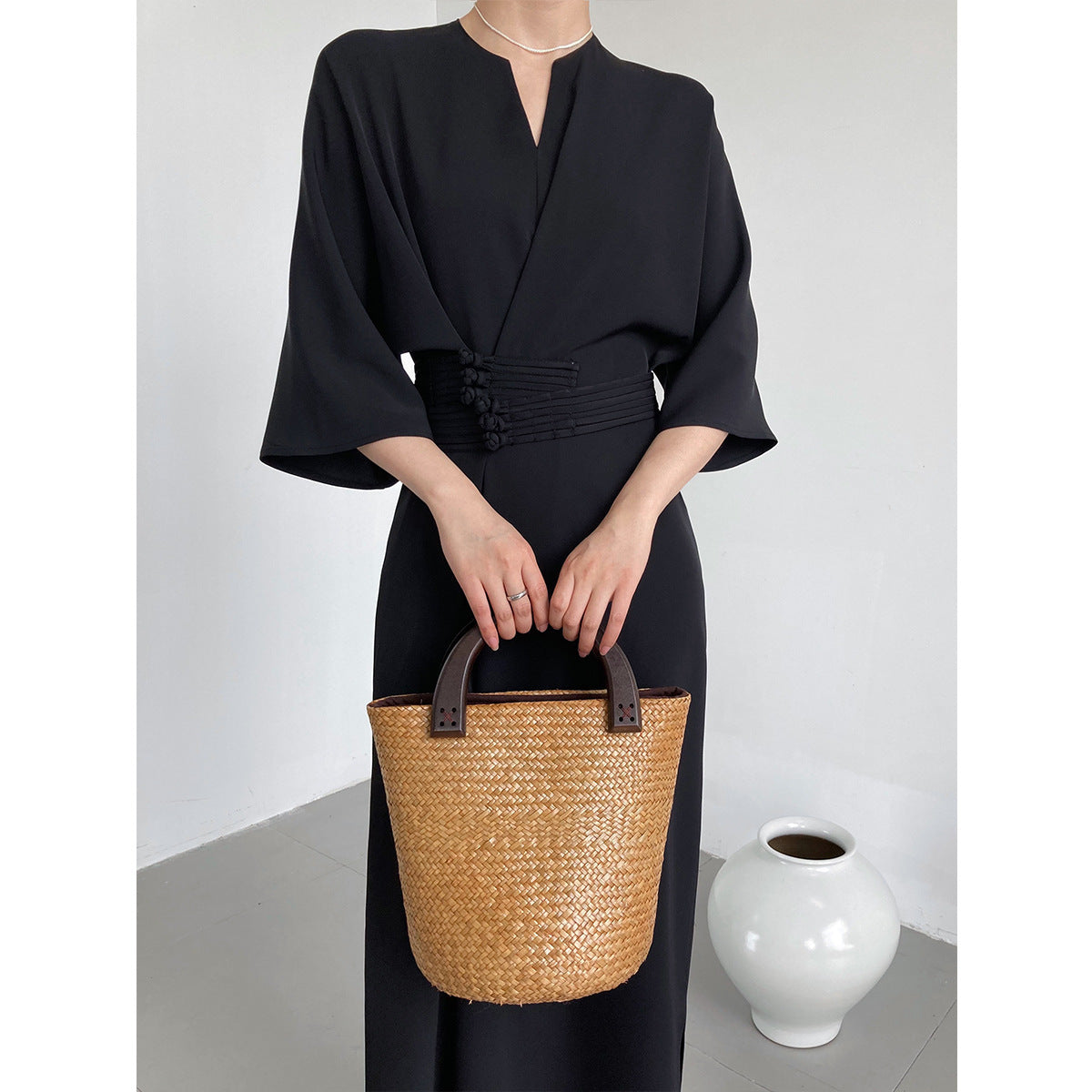 ROBE DÉCONTRACTÉE LONGUE CEINTURE INTÉGRÉE