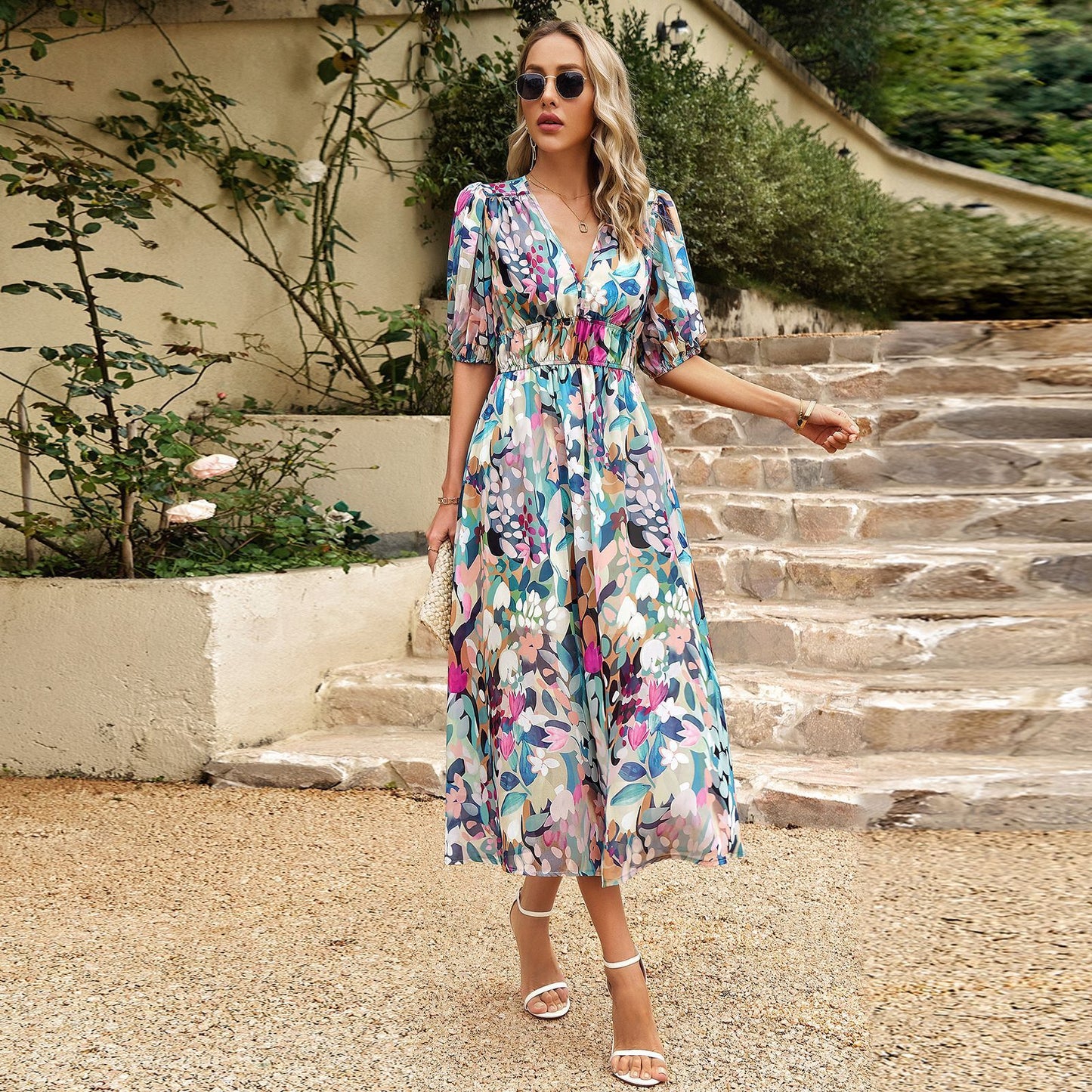 ROBE DÉCONTRACTÉE IMPRIMÉE EN CHIFFON